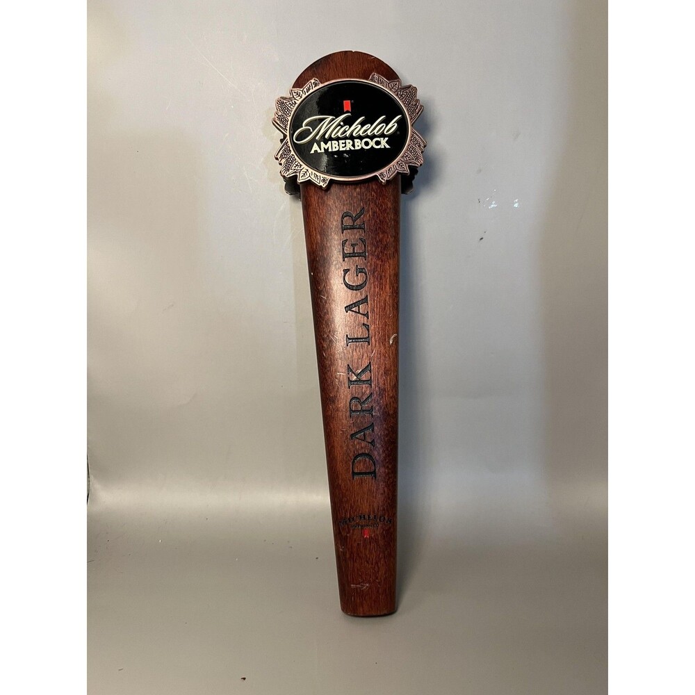 Michelob AmberBock Dark Lager Beer Tap Handle Wooden Draft Bar Pub Decor